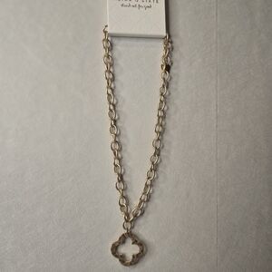 Altar'd State Gold Necklace with Clover Pendant